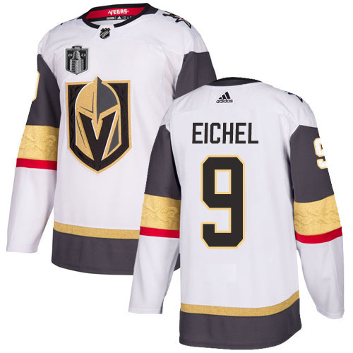 Adidas Golden Knights #9 Jack Eichel White Road 2023 Stanley Cup Final Patch Authentic Stitched Jersey