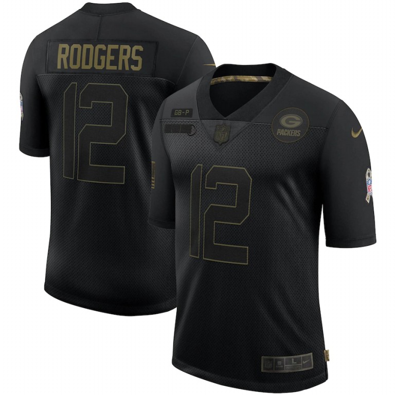 Green Bay Packers #12 Aaron Rodgers 2020 Salute To Service Limited Jersey Black