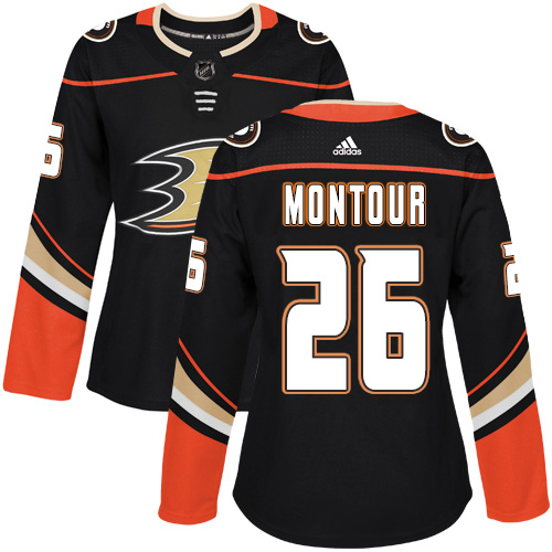 Adidas Anaheim Ducks #26 Brandon Montour Black Home Authentic Women's Stitched Jersey Womens