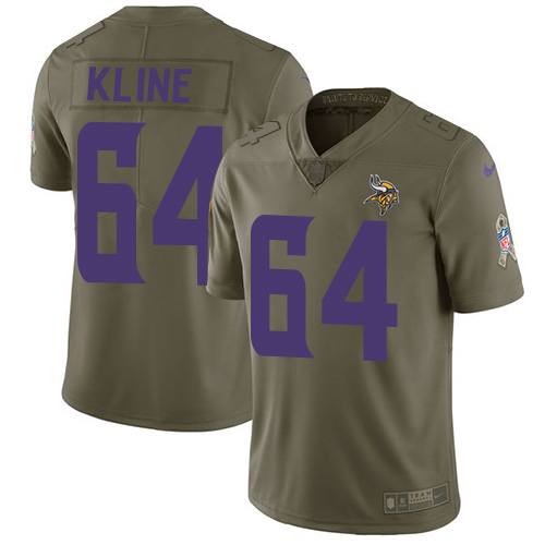 Minnesota Vikings #64 Josh Kline Olive Men's Stitched Limited 2017 Salute to Service Jersey Men's