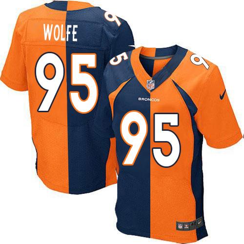 Denver Broncos #95 Derek Wolfe Orange/Navy Blue Men's Stitched Elite Split Jersey Men's