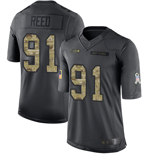 Seattle Seahawks #91 Jarran Reed Black Men's Stitched Limited 2016 Salute to Service Jersey Men's