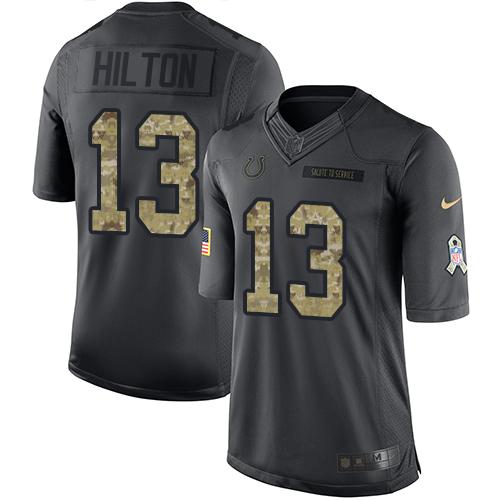 Colts #13 T.Y. Hilton Black Youth Stitched Limited 2016 Salute To Service Jersey