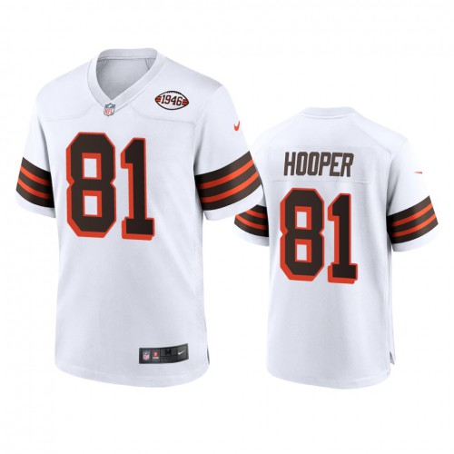 Men's Cleveland Browns #81 Austin Hooper 1946 Collection Alternate Game Limited Jersey - White Men's