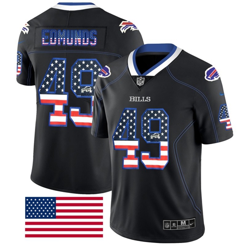 Bills #49 Tremaine Edmunds Black Men's Stitched Limited Rush USA Flag Jersey