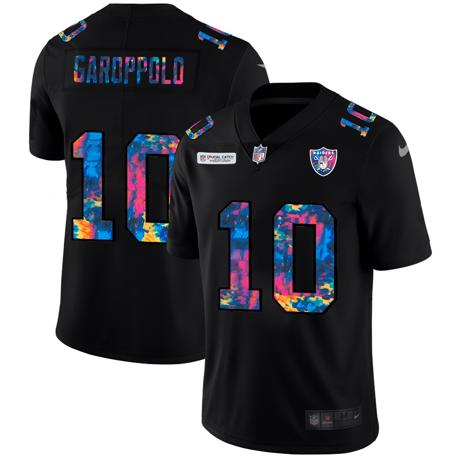 Raiders #10 Jimmy Garoppolo Men's Multi-Color Black 2020 Crucial Catch Vapor Untouchable Limited Jersey