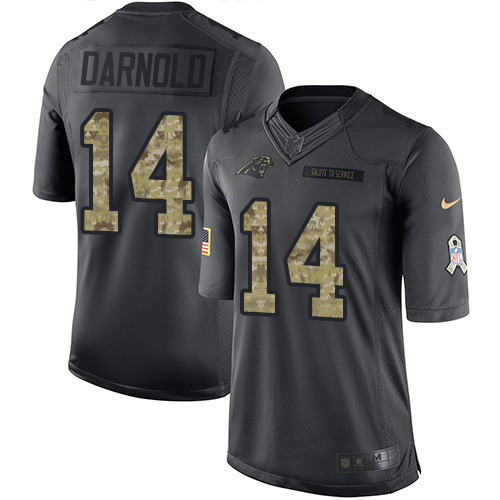 Panthers #14 Sam Darnold Black Youth Stitched Limited 2016 Salute To Service Jersey
