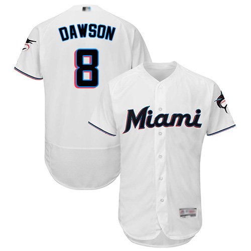 Miami Marlins #8 Andre Dawson White Flexbase Authentic Collection Stitched Jersey Men's