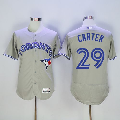 Toronto Blue Jays #29 Joe Carter Grey Flexbase Authentic Collection Stitched Jersey Men's
