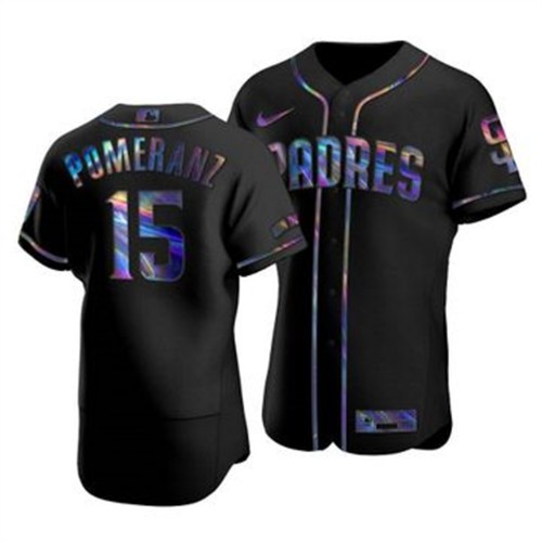 San Diego San Diego Padres #15 Drew Pomeranz Men's Iridescent Holographic Collection Jersey - Black Men's