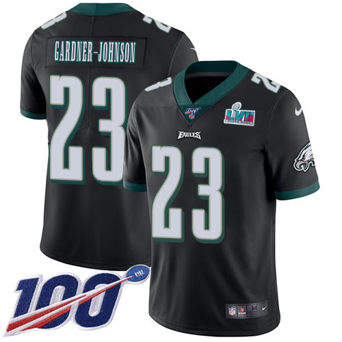 Eagles #23 C.J. Gardner-Johnson Black Alternate Super Bowl LVII Patch Men's Stitched 100th Season Vapor Untouchable Limited Jersey