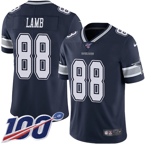 Cowboys #88 CeeDee Lamb Navy Blue Team Color Youth Stitched 100th Season Vapor Untouchable Limited Jersey