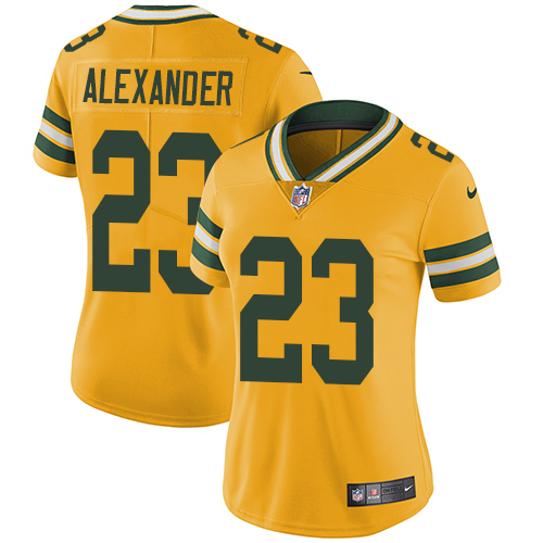 Packers #23 Jaire Alexander Yellow Women's Stitched Limited Rush Jersey