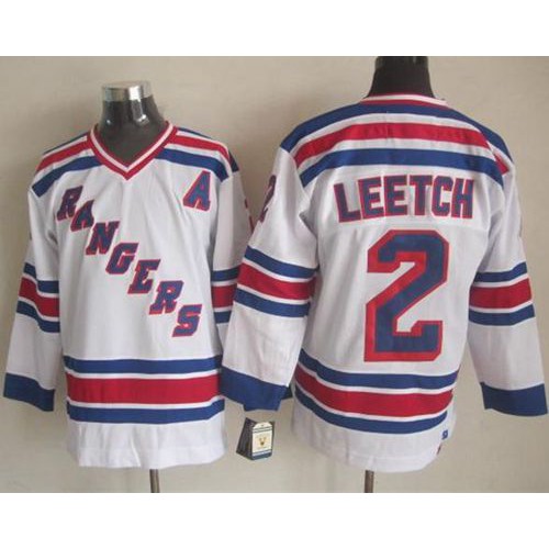 New York Rangers #2 Brian Leetch White CCM Throwback Stitched Jersey Men's