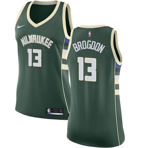 Milwaukee Bucks #13 Malcolm Brogdon Green Womens Swingman Icon Edition Jersey Womens