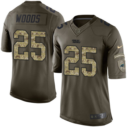 Panthers #25 Xavier Woods Green Men's Stitched Limited 2015 Salute To Service Jersey