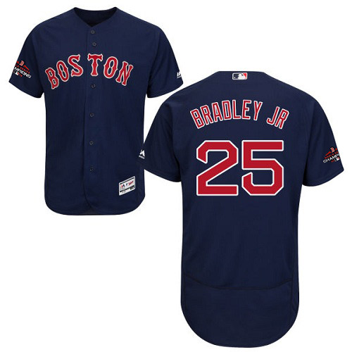 Boston Red Sox #25 Jackie Bradley Jr Navy Blue Flexbase Authentic Collection 2018 World Series Champions Stitched Jersey Men's
