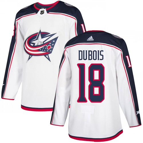 Adidas Columbus Blue Jackets #18 Pierre-Luc Dubois White Road Authentic Stitched Jersey Men's