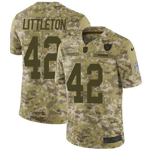 Las Vegas Raiders #42 Cory Littleton Camo Youth Stitched Limited 2018 Salute To Service Jersey Youth