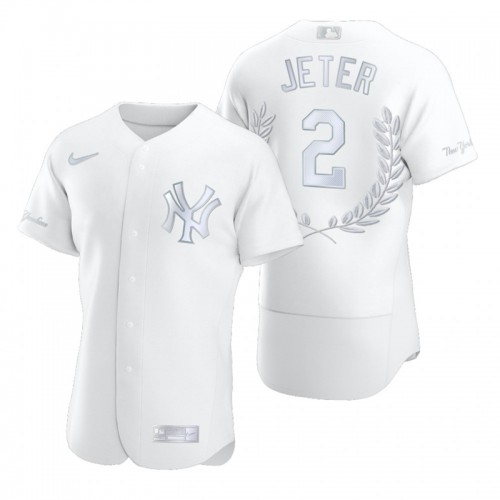 New York New York Yankees #2 Derek Jeter Men's Platinum MVP Limited Player Edition Jersey Men's