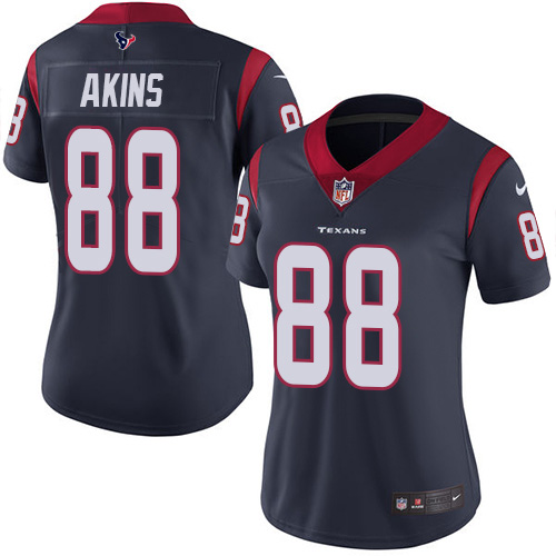 Houston Texans #88 Jordan Akins Navy Blue Team Color Women's Stitched Vapor Untouchable Limited Jersey Womens