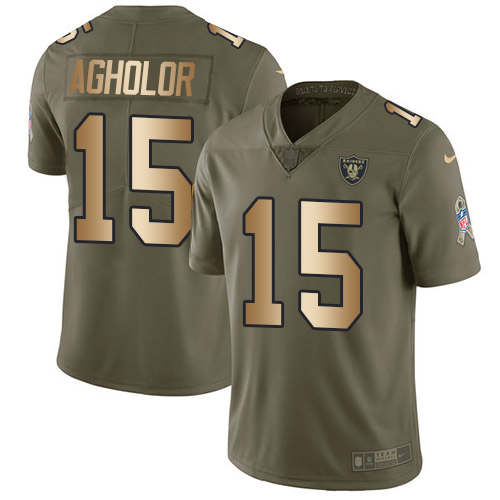 Las Vegas Raiders #15 Nelson Agholor Olive/Gold Youth Stitched Limited 2017 Salute To Service Jersey Youth