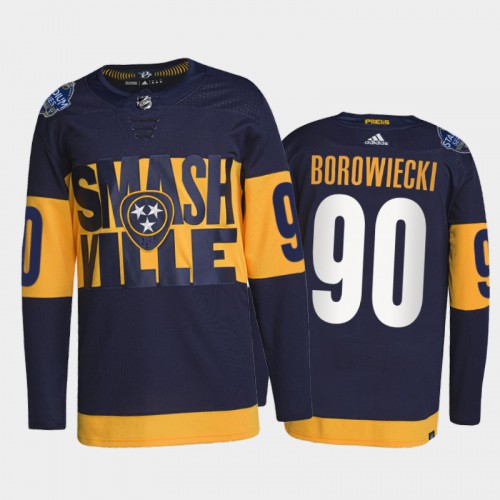 Adidas Nashville Predators #90 Mark Borowiecki Men's 2022 Stadium Series Authentic Jersey - Navy Men's