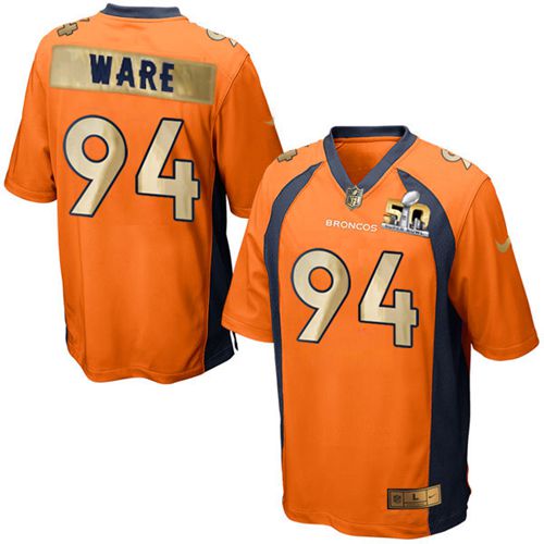 Denver Broncos #94 DeMarcus Ware Orange Team Color Men's Stitched Game Super Bowl 50 Collection Jersey Men's