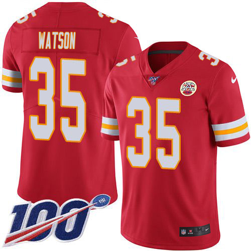 Chiefs #35 Jaylen Watson Red Team Color Men's Stitched 100th Season Vapor Limited Jersey