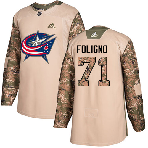 Adidas Columbus Blue Jackets #71 Nick Foligno Camo Authentic 2017 Veterans Day Stitched Youth Jersey Youth