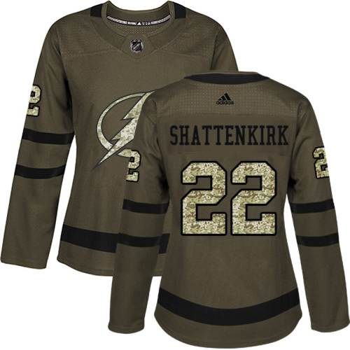Adidas Tampa Bay Lightning #22 Kevin Shattenkirk Green Salute to Service Women's Stitched Jersey Womens