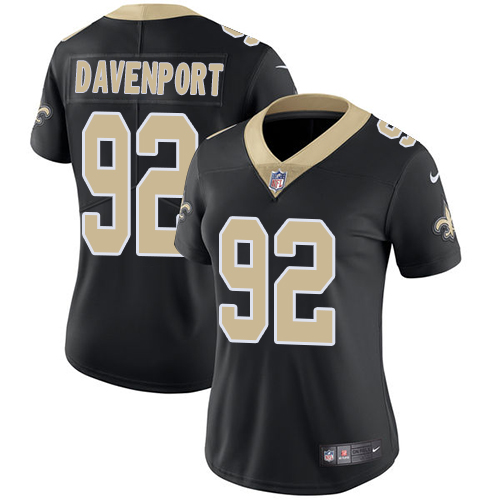 New Orleans Saints #92 Marcus Davenport Black Team Color Women's Stitched Vapor Untouchable Limited Jersey Womens