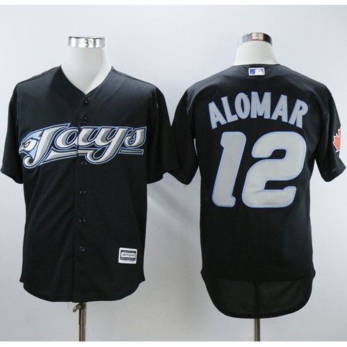 Toronto Blue Jays #12 Roberto Alomar Black 2008 Turn Back The Clock Stitched Jersey Men's