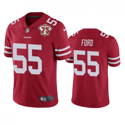 San Francisco 49ers #55 Dee Ford Red Men's 75th Anniversary Stitched Vapor Untouchable Limited Jersey Men's