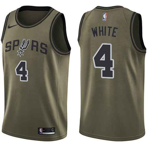 San Antonio Spurs #4 Derrick White Green Swingman Salute to Service Jersey Mens