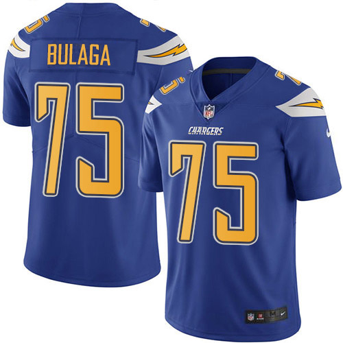 Los Angeles Chargers #75 Bryan Bulaga Electric Blue Youth Stitched Limited Rush Jersey Youth