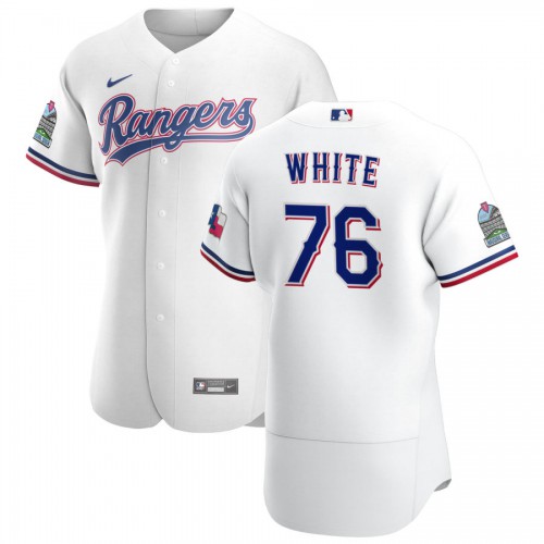 Texas Texas Rangers #76 Eli White Men's White Home 2020 Authentic Patch Player Jersey Men's