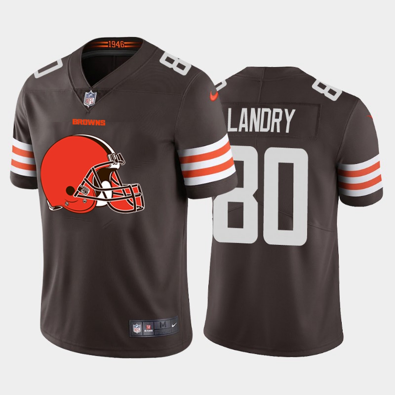 Cleveland Browns #80 Jarvis Landry Brown Men's Big Team Logo Vapor Limited Jersey