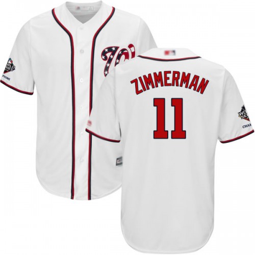 Washington Nationals #11 Ryan Zimmerman White New Cool Base 2019 World Series Champions Stitched Jersey Men's