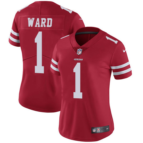 49ers #1 Jimmie Ward Red Team Color Women's Stitched Vapor Untouchable Limited Jersey