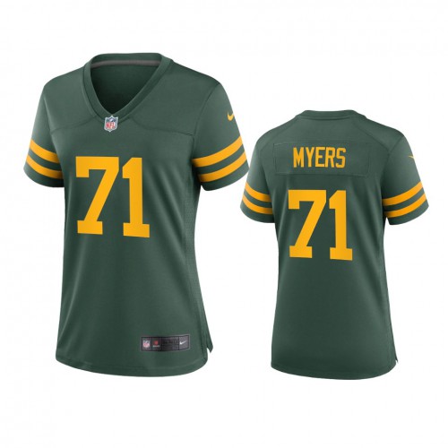 Green Bay Green Bay Packers #71 Josh Myers Women's Alternate Game Player Jersey - Green Womens