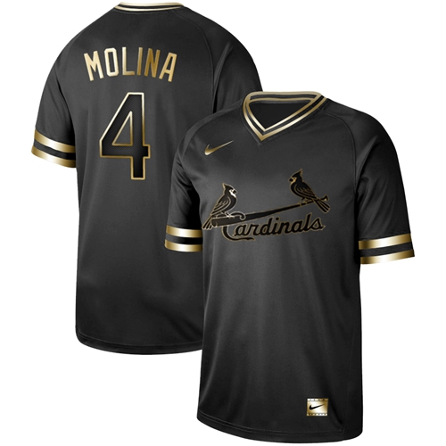 St.Louis Cardinals #4 Yadier Molina Black Gold Authentic Stitched Jersey Men's