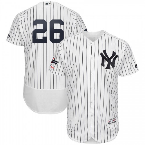 New York New York Yankees #26 DJ LeMahieu Majestic 2019 Postseason Authentic Flex Base Player Jersey White Navy Men's