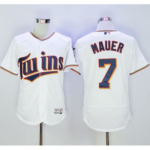 Minnesota Twins #7 Joe Mauer White Flexbase Authentic Collection Stitched Jersey Men's
