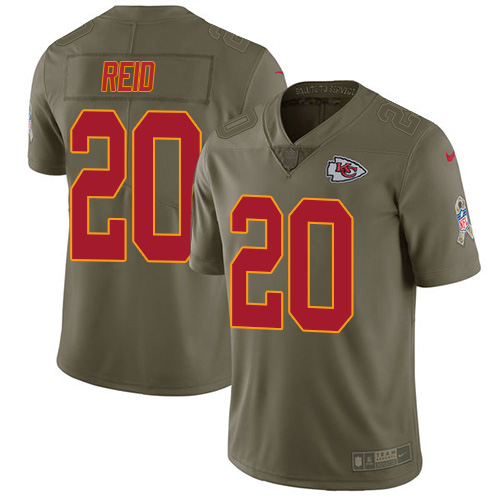 Kansas City Chiefs #20 Justin Reid Olive Youth Stitched Limited 2017 Salute to Service Jersey Youth