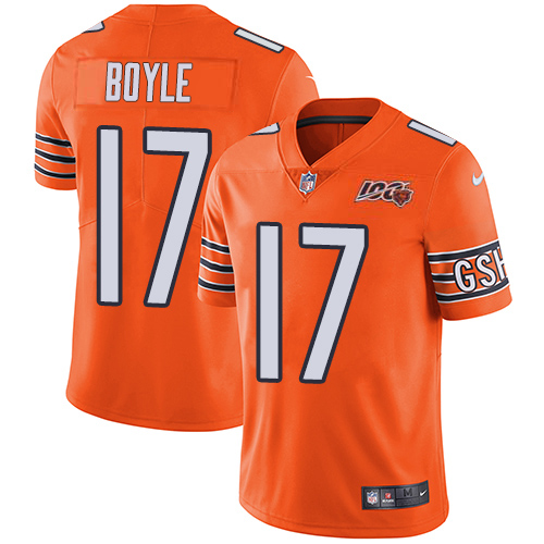 Bears #17 Tim Boyle Orange Men's Stitched Limited Rush 100th Season Jersey
