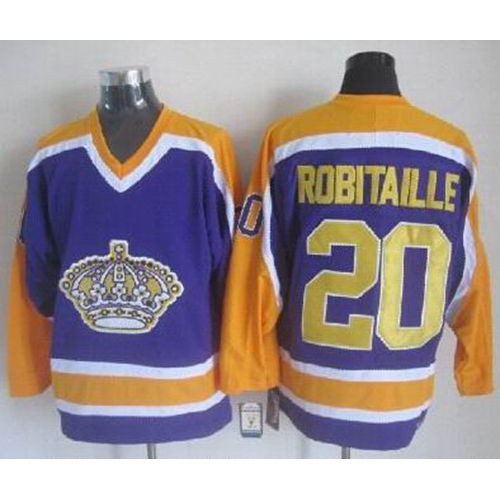 Los Angeles Kings #20 Luc Robitaille Purple CCM Throwback Stitched Jersey Men's