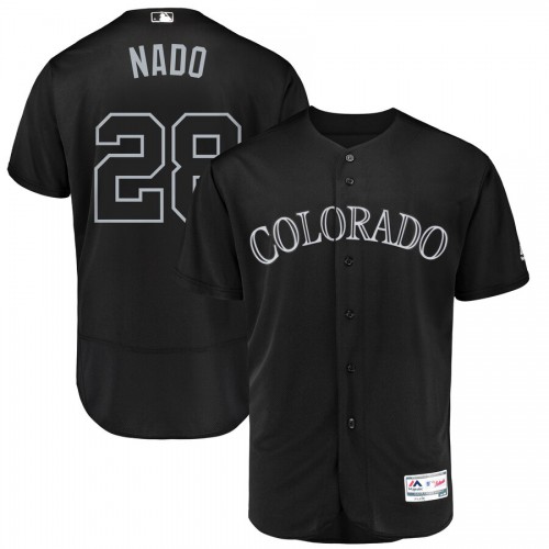 Colorado Colorado Rockies #28 Nolan Arenado Nado Majestic 2019 Players' Weekend Flex Base Authentic Player Jersey Black Men's