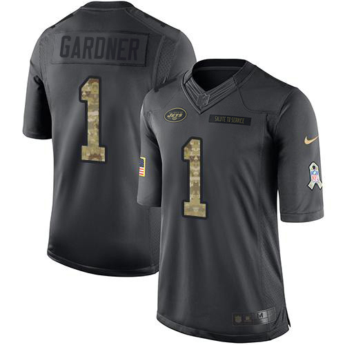 Jets #1 Ahmad Sauce Gardner Black Youth Stitched Limited 2016 Salute To Service Jersey