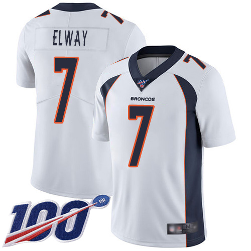 Broncos #7 John Elway White Men's Stitched 100th Season Vapor Limited Jersey